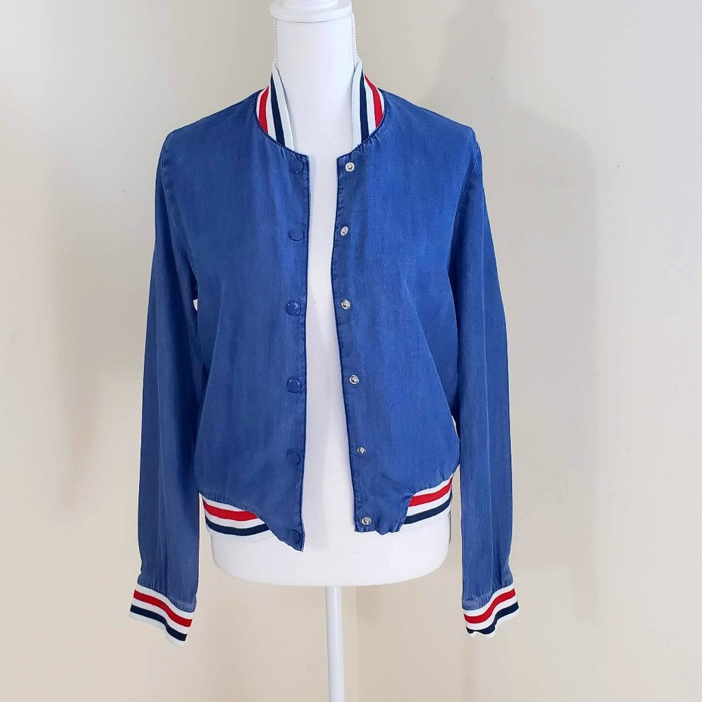 Mossimo Boyfriend Bomber Jacket Blue Size Small